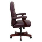 Thumbnail image #2 for Flash Furniture 801L-LF0019-BY-LEA-GG High-Back Burgundy Bonded Leather Swivel Office Chair with Padded Arms and Casters