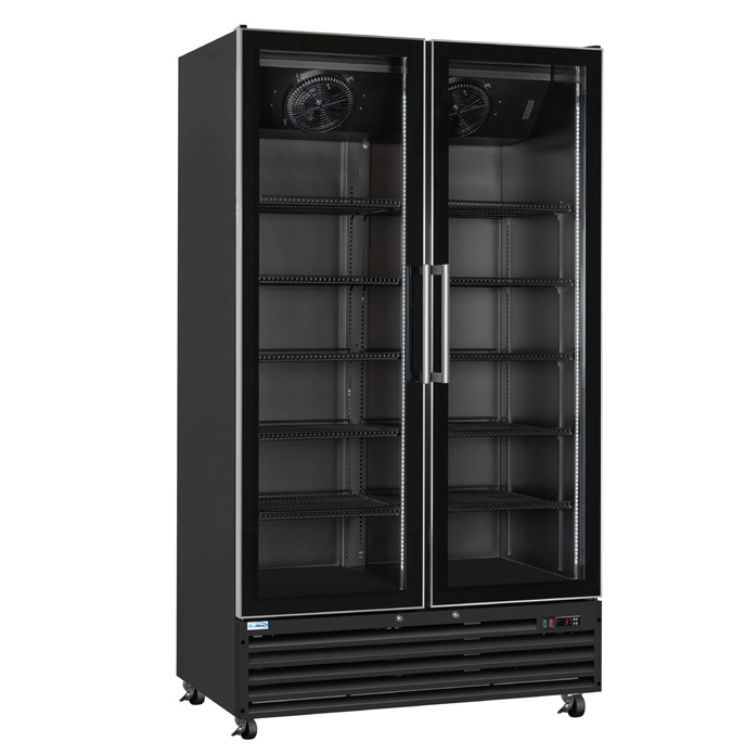 Product image #6 for KoolMore 2-Section Black Glass Door Merchandiser Refrigerator, Bottom-Mount Self-Contained