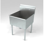 Thumbnail image #1 for AERO Manufacturing 4S1-2430 1-Compartment Stainless Steel Sink, 30"W x 24"D x 14"D Compartment, 8-3/4"H Backsplash, Leg Base