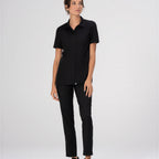 Thumbnail image #1 for Chef Works SBU01W-BLK-M Women's Short-Sleeve Snap-Front Work Shirt, Black, Medium, Poly/Elastane with Mesh Back