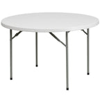 Thumbnail image #1 for Flash Furniture RB-48R-GG Round Folding Table, 48 in Diameter x 29 in H, Granite White Plastic Top, Gray Powder-Coated Legs
