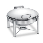 Thumbnail image #1 for Eastern Tabletop Pillard 3958/SRZ 6 qt Round Stainless Steel Induction Chafing Dish with Hinged Dome Lid