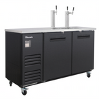 Thumbnail image #1 for Blue Air FSE LLC BLKC69-3B-HC 69-Inch Two-Section Keg Cooler, 3 Half-Barrel Capacity, 2 Beer Towers, Black/Stainless