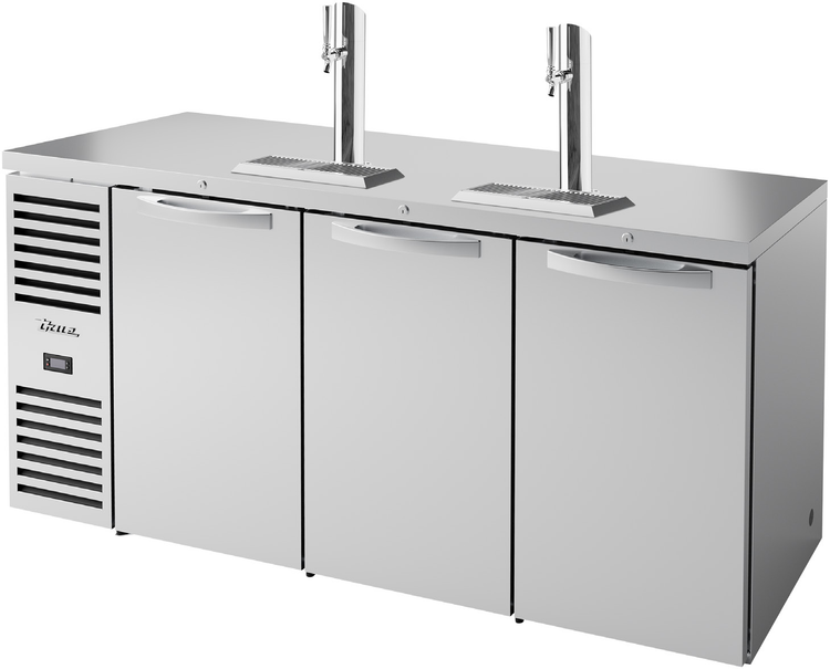 Product image #5 for True 72-Inch Three-Section Refrigerated Draft Bar Cooler with 2 Beer Towers and Stainless Steel Countertop