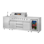 Thumbnail image #2 for Koolmore KM-OKS-BQHUB Outdoor Kitchen Island, 103"W x 25"D x 47-3/5"H, Built-In Rotisserie, Refrigerated Cabinets, Sink Cabinet