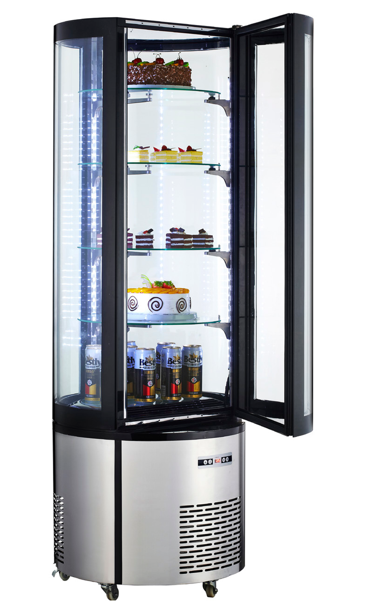 Product image #2 for Black Diamond BDRCK-400 Floor Standing Refrigerated Cake Display Case, Curved Glass, 12.7 Cu. Ft.