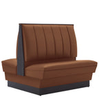 Thumbnail image #1 for ATSMFG ATS AT&S-QAD-LX42-6CH-CUR Double Restaurant Booth, 42"H, 6-Channel Elm Wood Top & End Caps, Dark Walnut, Curry Upholstery