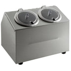 Thumbnail image #1 for Steril-Sil Company CC-LTC-2SW 2-Hole Insulated Ice-Cooled Condiment Dispenser, Stainless Steel, Clear Hinged Lids