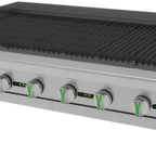 Thumbnail image #1 for Asber Emerald AERB 48 EM 48-Inch Countertop Gas Radiant Broiler, 8 Burners, Reversible Cast-Iron Grates
