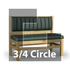 Thumbnail image #1 for JustChair Manufacturing JBSB-WT-UCH-TQ-36-GR3 Three-Quarter Circle Banquette Booth, 3-Corner, Wood Frame, Upholstered Back and Seat, 36"H
