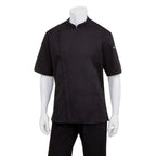 Thumbnail image #1 for Chef Works Springfield BCSZ009-BLK-L Unisex Chef Coat, Black, Cotton/Poly Twill, Short Sleeve, Large