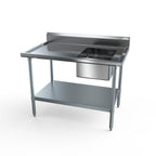 Thumbnail image #1 for NBR Equipment PTG-1620R6 72" Stainless Steel Work Table with Right-Side Prep Sink, 16" x 20" Bowl, 5" Backsplash, Galvanized Undershelf