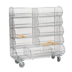 Thumbnail image #1 for Tarrison Products Ltd. TS-MDBMU36C-KIT Mobile Wire Display Bin Merchandiser, Chrome, 36"W x 18"D x 52"H, 1x20", 2x18", 2x16" Bins