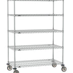 Thumbnail image #1 for Metro Super Erecta SE-2160C-68-M5 Mobile Chrome Wire Shelving Unit, 60"W x 21"D x 68"H, 5 Shelves