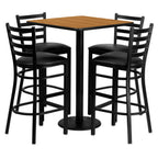 Thumbnail image #1 for Flash Furniture MD-0012-GG 30" Square Table and 4 Bar Stool Set, 42" High, Black Frames, Black Vinyl Seats