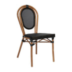 Thumbnail image #1 for Flash Furniture SDA-AD642002S-TXT-BK-NAT-GG Bistro Stacking Chair, Mesh Back, Wood Seat, Unupholstered