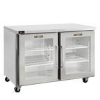 Thumbnail image #1 for Traulsen Dealer's Choice CLUC-48R-GD-RR-LK Two-Section Glass-Door Undercounter Refrigerator, Stainless Steel, 48.25"W, ENERGY STAR