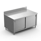 Thumbnail image #1 for Winholt Equipment STCT-BD2460 Enclosed Storage Cabinet with Sliding Doors, Stainless Steel Top and Legs, 6" Backsplash, 60"W x 24"D x 34"H