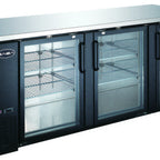 Thumbnail image #1 for SABA SBB-27-90G Three-Section Back Bar Cooler, 90-3/8 in. W, 3 Glass Doors, Black Exterior, Stainless Steel Top