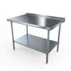 Thumbnail image #1 for NBR Equipment TG-3024R Stainless Steel Work Table, 30"W x 24"D, 18 Gauge 430 Top, Rear Upturn, Galvanized Undershelf