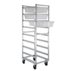 Thumbnail image #1 for New Age 1481 Mobile Aluminum Poly Box Rack, 8-Pan, 18" x 26" Capacity, Full Height, Open Sides