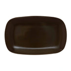 Thumbnail image #1 for G.E.T. Cosmo PP1942917612 Rectangular Porcelain Tray, 13-2/5" x 8-1/4", Rolled Edge, Dark Brown Reactive Glaze 1 Dozen