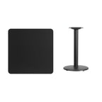 Thumbnail image #2 for Flash Furniture XU-BLKTB-3030-TR18-GG 30" Square Black Laminate Pedestal Table, 31-1/8"H Dining Height
