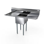 Thumbnail image #1 for NBR Equipment 1SG-182414LR24 1-Compartment Stainless Steel Sink, Left & Right Drainboards, 66"W x 29-1/2"D x 43-3/4"H
