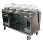 Thumbnail image #1 for Cadco MobileServ CBC-HHHH Mobile Stainless Steel Hot Buffet Cart, 4 Full-Size Hot Servers, 6 Drawers