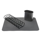 Thumbnail image #1 for Browne USA Foodservice Cuisipro 100902425 Dish Rack, 13 x 6 x 3.5 in, Rubber-Coated, Perforated Utensil Holder, Charcoal Case of 6