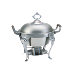 Thumbnail image #1 for Thunder Group SLRCF8632 5 qt Half-Round Chafer with Lift-Off Dome Cover, Wood Handles, Stainless Steel Mirror Finish