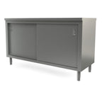 Thumbnail image #1 for Tarrison Products Ltd. Servery TC-C2460 Enclosed Stainless Steel Cabinet Work Table with Sliding Doors, 60"W x 24"D, Flat Top
