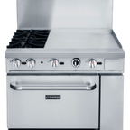 Thumbnail image #1 for Dukers Appliance Co., USA Ltd. DCR36-2B24GM 36-Inch Gas Range with 2 Open Burners, 24-Inch Griddle, Standard Oven, Stainless Steel Exterior