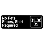 Thumbnail image #1 for Thunder Group PLIS9319BK Prohibitive Information Sign, No Pets/Shoes/Shirt Required, Self-Adhesive, Black/White, 9" x 3" Case of 144