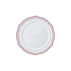Thumbnail image #1 for Steelite International Folio, Porcelain 62581FP813 6.5" Round Porcelain Rim Plate, Scalloped Edge, Adelina Double Line Maroon Case of 2 Dozen