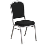 Thumbnail image #1 for Flash Furniture Hercules FD-C01-S-11-GG Black Fabric Upholstered Stacking Banquet Chair with Crown-Design Seamless Back, Silver Frame