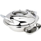 Thumbnail image #1 for Eastern Tabletop Crown 3939GB 4 qt Round Induction Chafer with Hinged Glass Lid, Stainless Steel, Without Stand