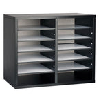 Thumbnail image #1 for Alpine Industries ADI500-12-BLK Paper Sorter/Literature File Organizer, 12-Compartment Adjustable Wood, Black Finish