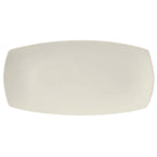 Thumbnail image #1 for Tuxton China Napa AMU-550 Rectangular Ceramic Plate, 16 x 8 in, Rolled Edge, Tapered Ends, Pearl White 1 Dozen