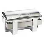 Thumbnail image #1 for Cal-Mil Luxe 3017-55 Rectangular Chafer, 8 qt, Canned Heat, Hinged Stainless Steel Lift-Off Lid