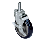 Thumbnail image #1 for Component Hardware CMT2-5PBB Threaded-Stem Swivel Caster with Side Brake, 5-Inch Blue Polyurethane Wheel, 250-lb Capacity