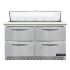 Thumbnail image #1 for Continental Refrigerator Designer Line D48N12C-FB-D Refrigerated Sandwich Prep Table, 48-Inch, 2-Section, 4 Drawers, 12-Pan Capacity