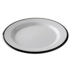 Thumbnail image #1 for TableCraft Products Canteen Collection 12165 Round Melamine Plate, 7.875", White/Black, Medium Rim Case of 24