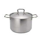 Thumbnail image #1 for Browne USA Foodservice Elements 5733908 8-Quart Stainless Steel Induction-Ready Stock Pot with Self-Basting Cover