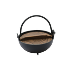 Thumbnail image #1 for Korin Inc IP-104-15 13 oz Round Aluminum Pot with Wooden Lid, Footed, Top Handle, Black