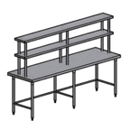 Thumbnail image #1 for Pacific Stainless Products WT10230D12IO Stainless Steel Work Table with Double Overshelf, 102"W x 30"D, 16-Gauge 304 Top