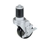 Thumbnail image #1 for Component Hardware CMS1-3BBN 3-Inch Stem Caster, Swivel with Side Brake, 250 lb Capacity, Black Polyolefin Wheel