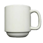 Thumbnail image #1 for Vertex China Vista SM-V 10 oz White China Stackable Coffee Mug with Handle and Polished Foot Case of 3 Dozen