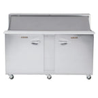 Thumbnail image #2 for Traulsen Dealer's Choice UPT7230-RR-SB Two-Section 72-Inch Reach-In Prep Table Refrigerator, 30-Pan Capacity, Roll-Top Overshelf