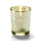 Thumbnail image #1 for Hollowick/Steelite Fleck 5100 Glass Cylinder Lamp, 2-5/8"H x 2-1/8" Diameter, Golden Glitter Mirrored Finish, Liquid Wax